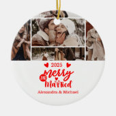 7 Photo Minimialist Merry and Married  Keramik Ornament (Vorne)