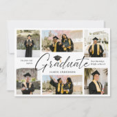 7 Photo Modern Stylish Collage Graduation Party Einladung (Vorderseite)