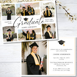 7 Photo Modern Stylish Collage Graduation Party Einladung