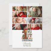 7 Photo Plaid First Christmas Feiertagskarte (Vorderseite)