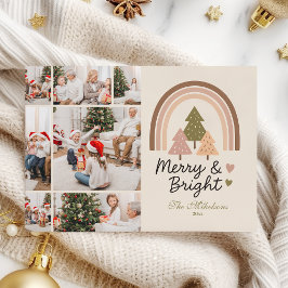 7 Photo Retro Neutral Rainbow Merry & Bright  Feiertagskarte