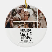 7 Photo Snowflakes Christmas Mr and Mrs Keramik Ornament (Vorne)