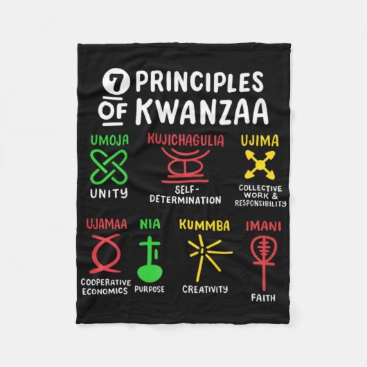 7 Principles Of Kwanzaa Black African American Men Fleecedecke (Vorderseite)