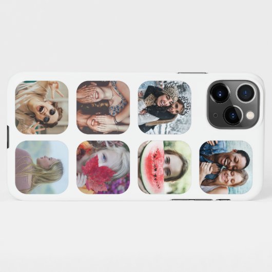 7 Quadrat FotoCollage Weiße Vorlage iPhone Hülle (Rückseite (Horizontal))