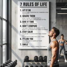 7 Regeln des Lebens Motivationszitat Moderne Schri