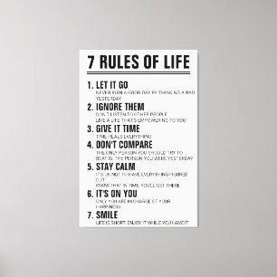7 Regeln des Lebens Motivationszitat Moderne Schri Leinwanddruck
