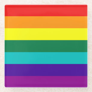 7 Regenbogenfarben Glasuntersetzer