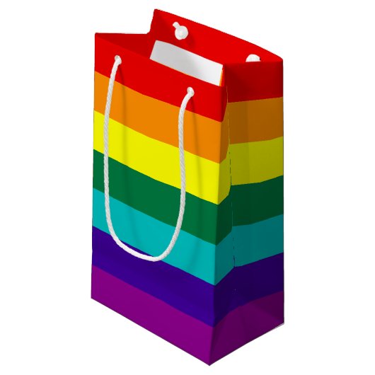 7 Regenbogenfarben Kleine Geschenktüte (Vorderseite Schrägansicht)