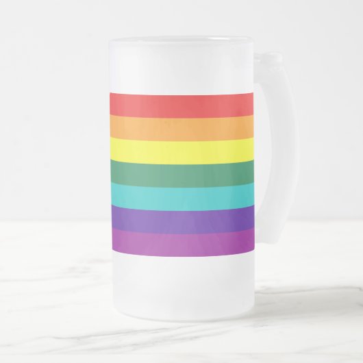 7 Regenbogenfarben Mattglas Bierglas (VorderseiteRechts)