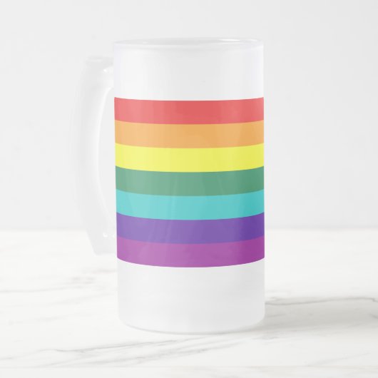 7 Regenbogenfarben Mattglas Bierglas (Vorderseite Links)