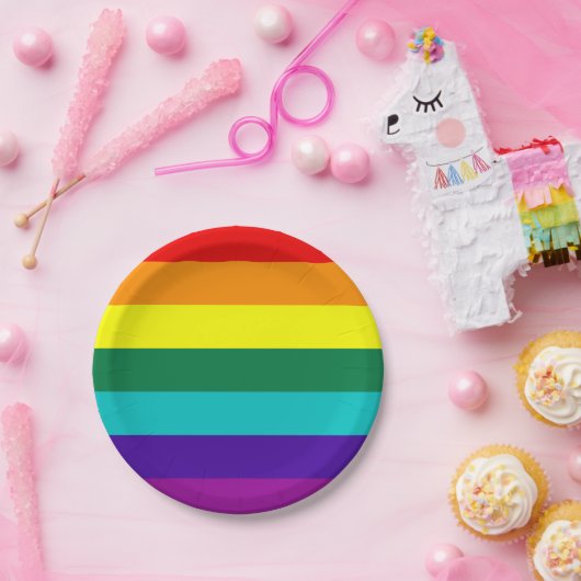 7 Regenbogenfarben Pappteller (Party)