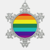 7 Regenbogenfarben Schneeflocken Zinn-Ornament (Vorderseite)