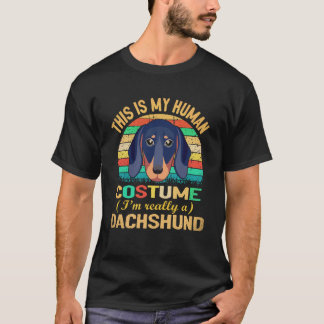 7 Retro Vintage Silhouette Dachshund Kostüm T-Shirt