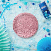 7" Round Paper Plate Rose Gold Glitzer Pappteller (Party)