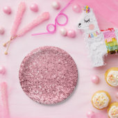 7" Round Paper Plate Rose Gold Glitzer Pappteller (Party)