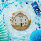 7" Round Paper Plate Sunset Barn Country Rustic Fi Pappteller (Party)