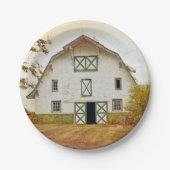 7" Round Paper Plate Sunset Barn Country Rustic Fi Pappteller (Vorderseite)