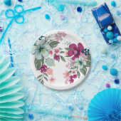 7" Round Paper Plate Tropical Blume auf Weiß Pappteller (Party)
