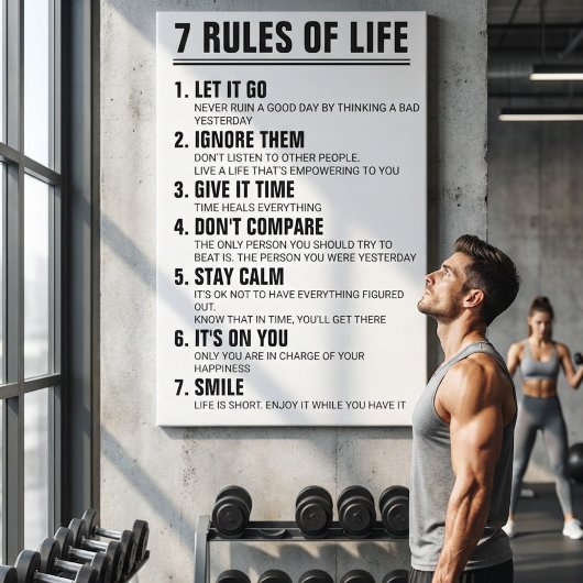 7 Rules of Life Motivational Quote Modern Script Leinwanddruck