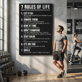 7 Rules of Life Motivational Quote Modern Script Leinwanddruck