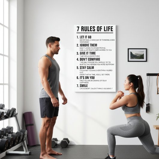 7 Rules of Life Motivational Quote Modern Script Leinwanddruck