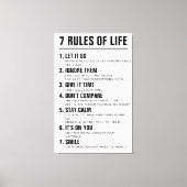 7 Rules of Life Motivational Quote Modern Script Leinwanddruck (Vorderseite)