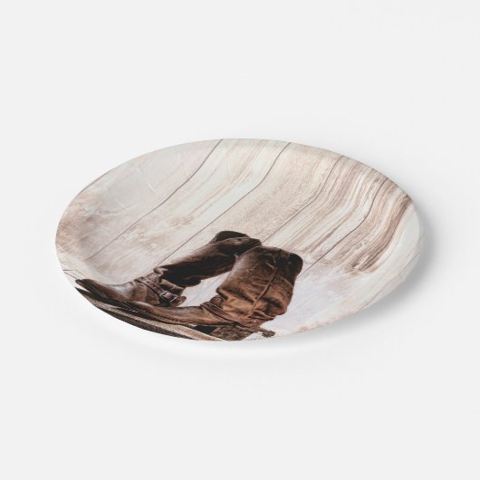 7" Rundpapier Bohle Land Rustikaler Western Pappteller (Schrägansicht)