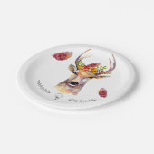 7" Rundpapier Boho Reh Buck Head Browning Pappteller (Schrägansicht)