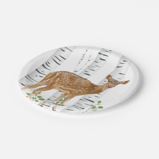 7" Rundpapier-Platte Hirschknochen-Etikett Pappteller (Schrägansicht)