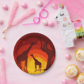 7" Rundpapier Tafel Afrikanische Safari Giraffe Su Pappteller (Party)