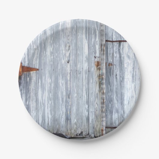 7" Rundpapier Tafel Weißwaschholz Stall Tür Cou Pappteller (Vorderseite)