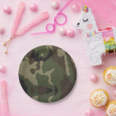 7" Rundpapierplatte Holz Camouflage Pappteller (Party)