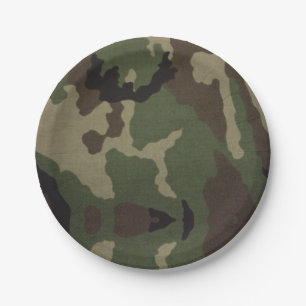 7" Rundpapierplatte Holz Camouflage Pappteller