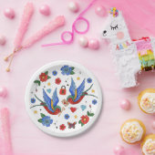 7" Rundpapierplatte Traditioneller Bird Tattoo Spa Pappteller (Party)