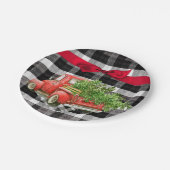 7" Rundpapierplatte XMAS LKW Buffalo Kariert Blac Pappteller (Schrägansicht)