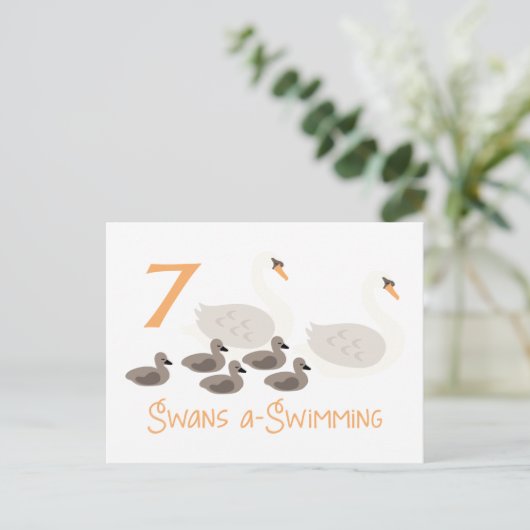 7 Schwäne a Schwimmen Postkarte (Stehend Vorderseite)