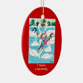 7 Schwäne eine Schwimmen Keramikornament (Rechts)
