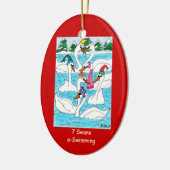 7 Schwäne eine Schwimmen Keramikornament (Links)