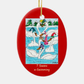 7 Schwäne eine Schwimmen Keramikornament (Hinten)