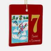 7 Schwäne eine Schwimmen-süße Tiere u. Typografie Keramikornament (Rechts)