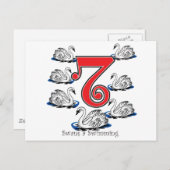 7 Schwäne Schwimmen Postkarte (Vorne/Hinten)