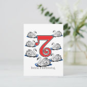 7 Schwäne Schwimmen Postkarte (Stehend Vorderseite)
