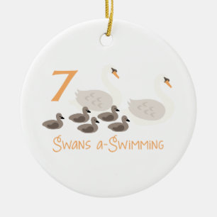 7 Schwänze im Schwimmen Keramik Ornament
