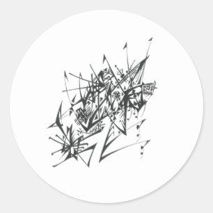 7 Schwarz-Weiß-Abstrakte Stammes-Tattoo-Kunst Runder Aufkleber