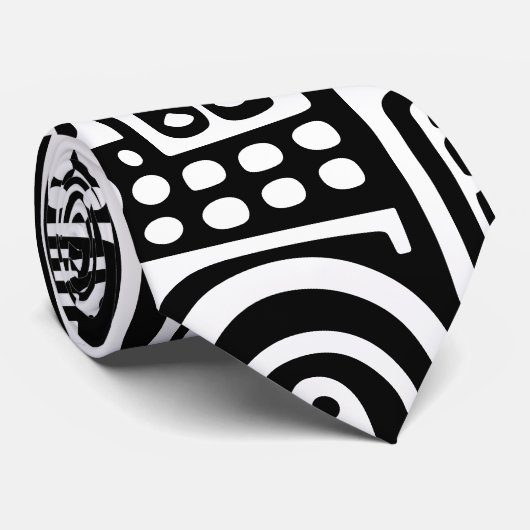 7 schwarze und weiße Doodles Krawatte (Gerollt)