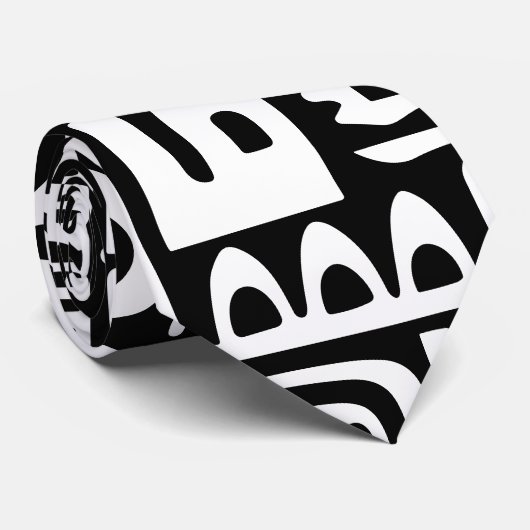 7 schwarze und weiße Doodles Krawatte (Gerollt)