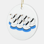 7 schwimmende Schwäne Keramik Ornament (Links)