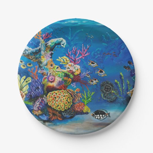 7 Seekorallenriff (verlassen) Pappteller (Vorderseite)