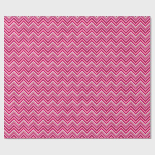 7 Shades Pink Zig Zag Stripe Geschenkpapier (Flach)