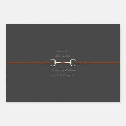 7" Snaffle Bit & Reins Custom Text Reittier Geschenkpapier Set (Vorderseite 3)